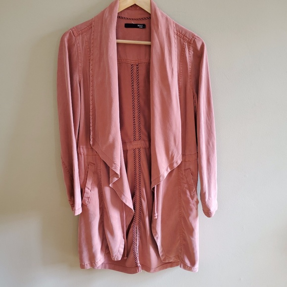 Long dusty pink string jacket sz S - Picture 5 of 8